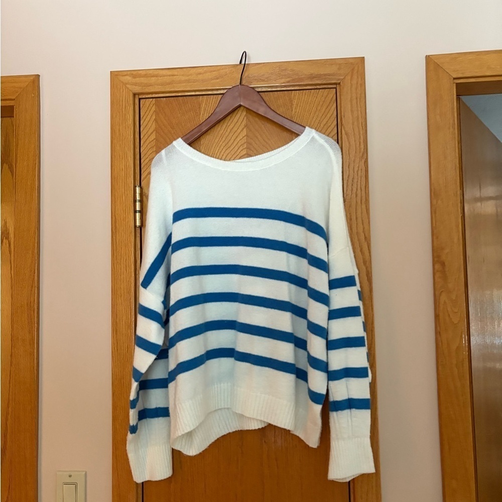 Sonoma Blue and White Striped Sweater